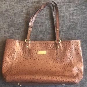 Brahmin Ostrich Brwn Shoulder Tote Great Condition
